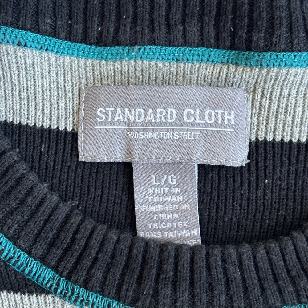 Standard Cloth men’s 90s y2k sweater wide stripes rugby crewneck - Picture 4 of 7